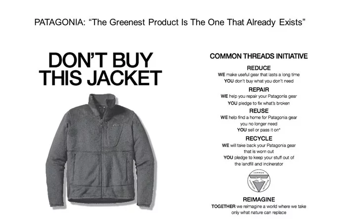 Patagonia Marketing de valores - Don't buy this jacket